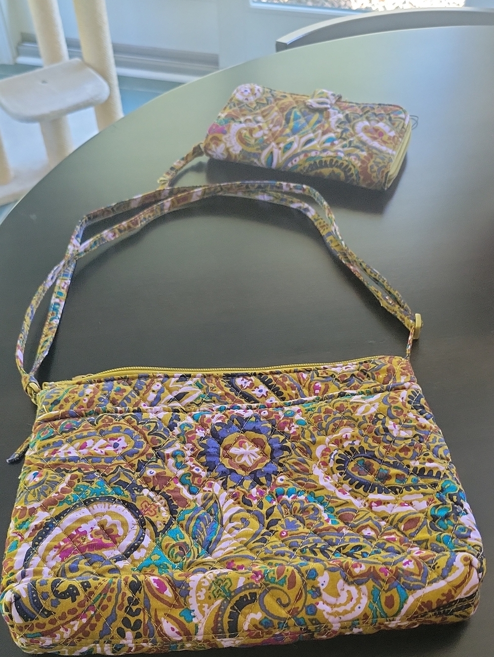 Vera Bradley Quilted Paisley Crossbody in Mustard & Multicolor
